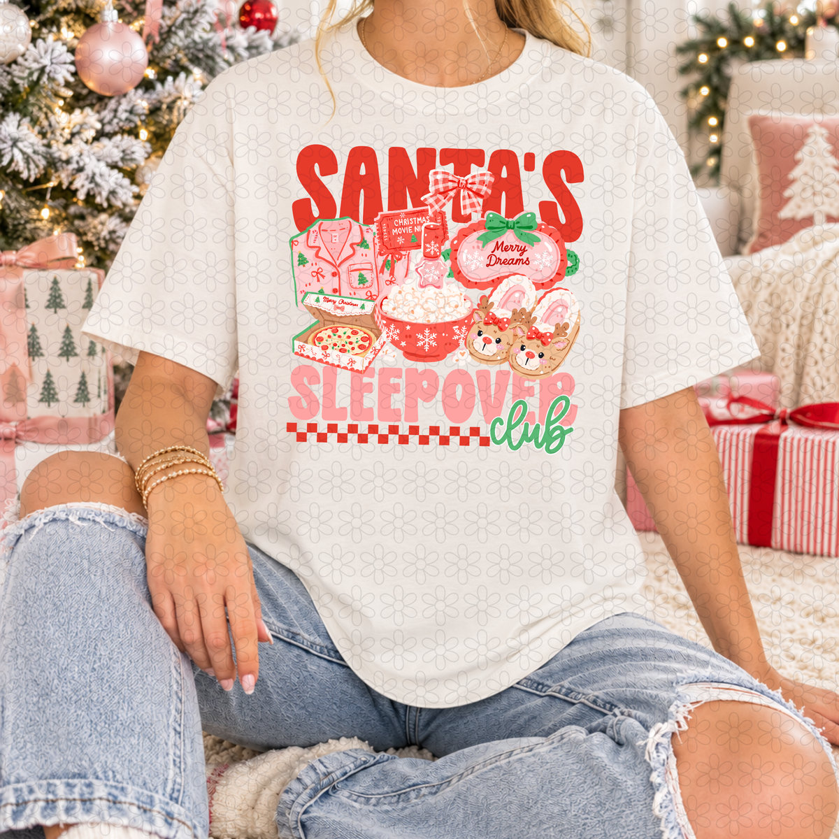 Santa's sleepover club DTF Transfer