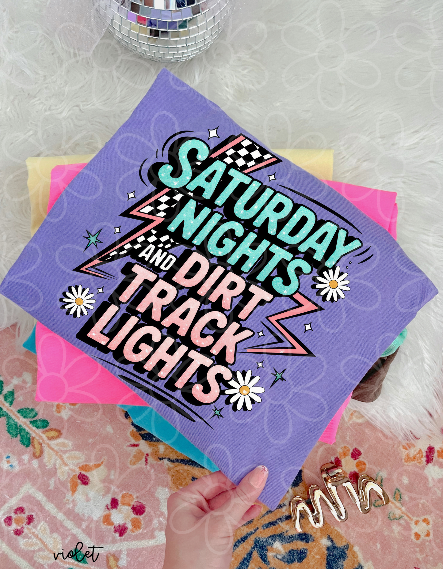 Saturday Nights & Dirt Track Lights DTF Transfer
