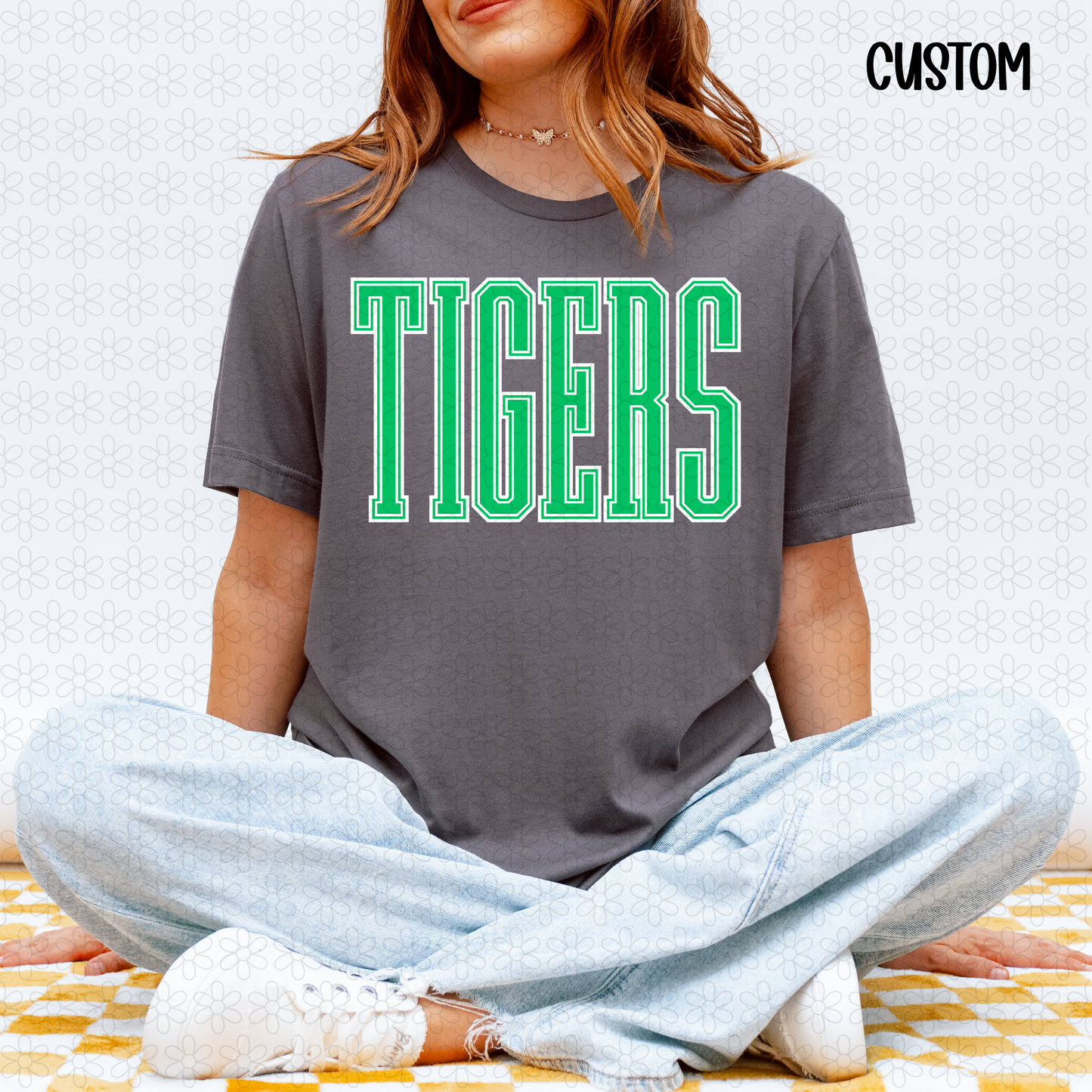 School Spirit Outline- CUSTOM ANY COLORS Completed Tee