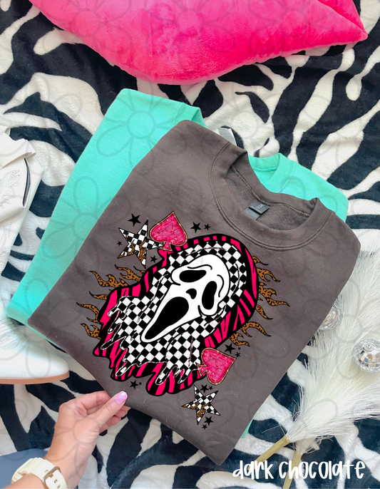 Scream Mask Checkered Grunge DTF Transfer