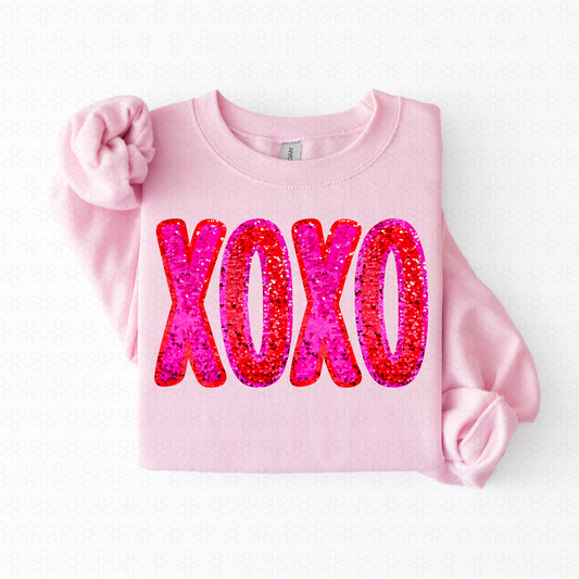 Sequin Pink Red XOXO Completed Tee