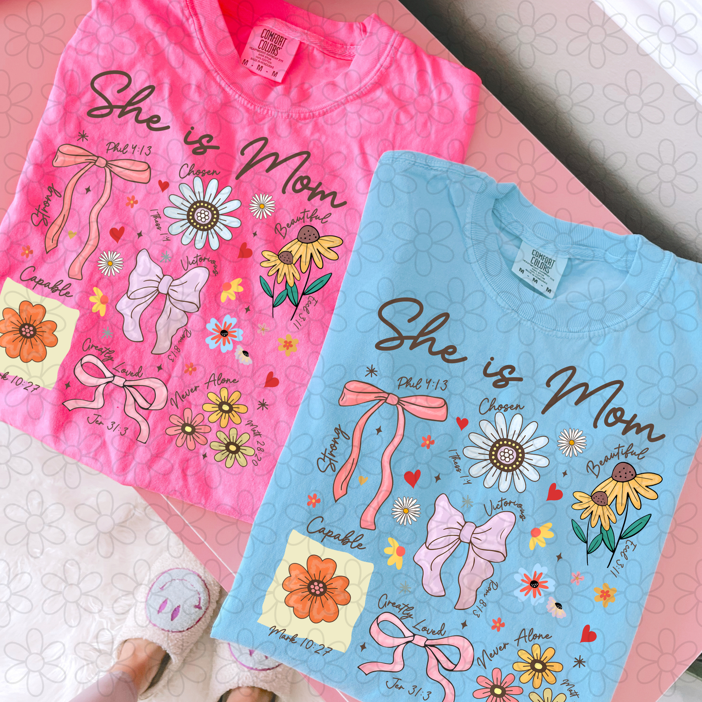 She Is Mom Flowers Bows DTF Transfer