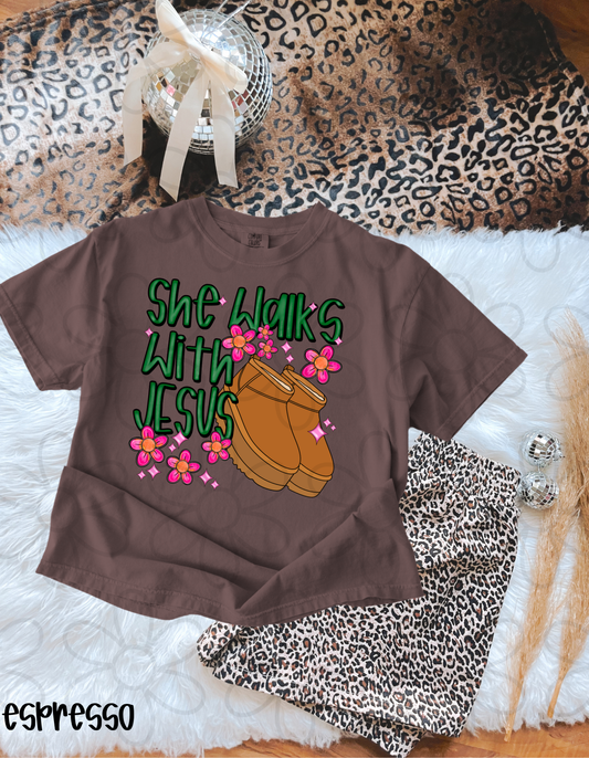 She Walks With Jesus Uggs Kids Completed Tee
