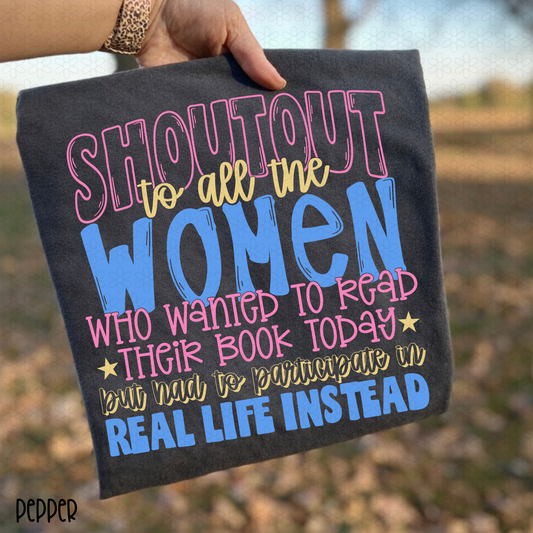 Shoutout To All The Women- Pink and Blue Completed Tee