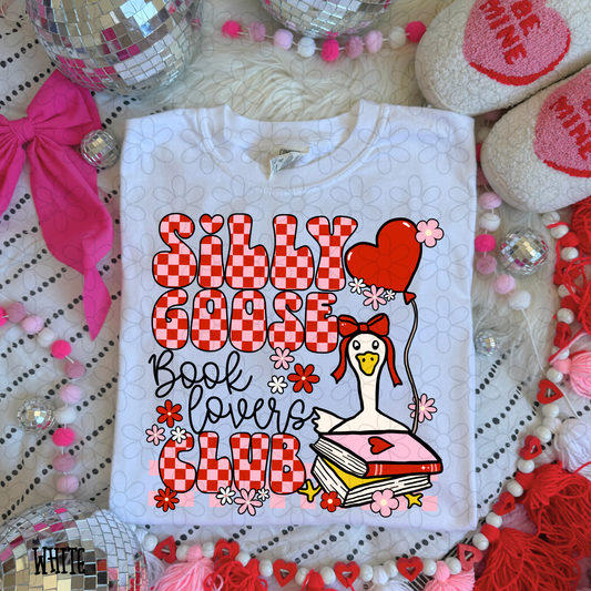 Silly Goose Book Lovers Club Red Checkered Kids Completed Tee