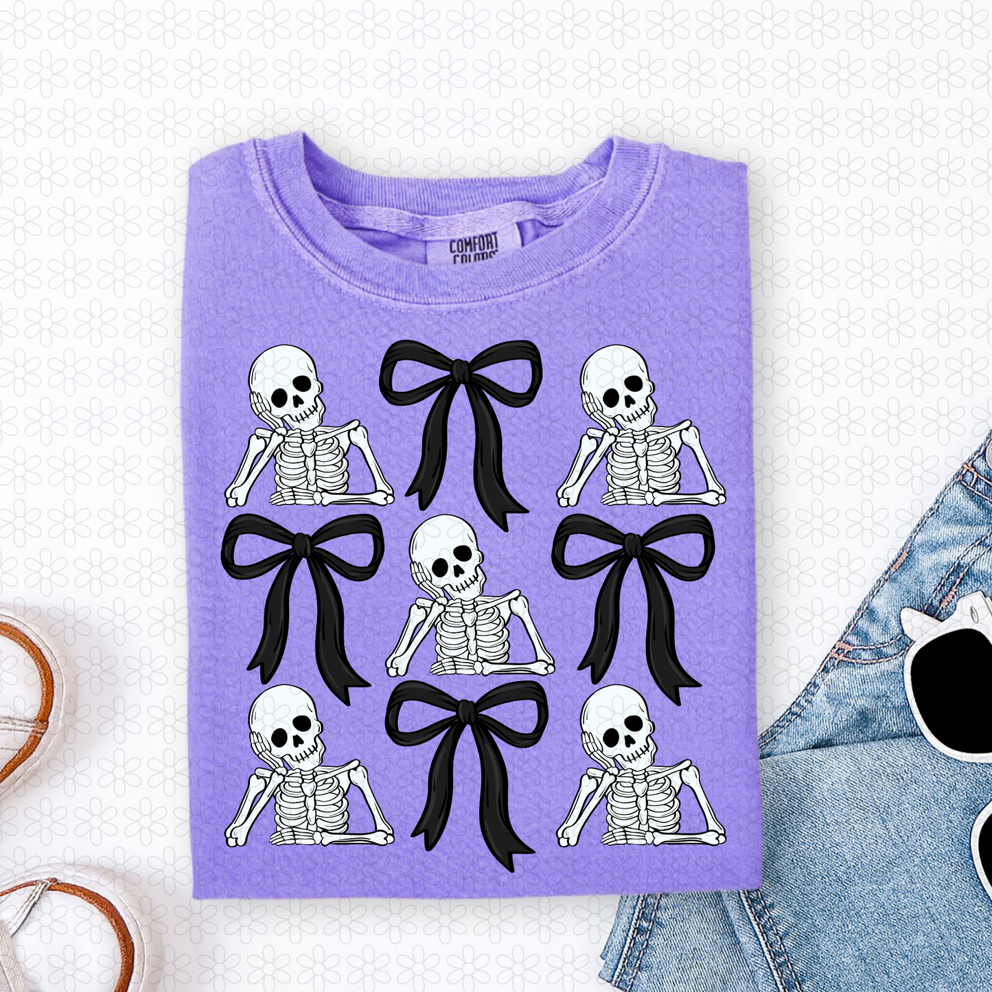 Skeleton coquette black bows DTF Transfer