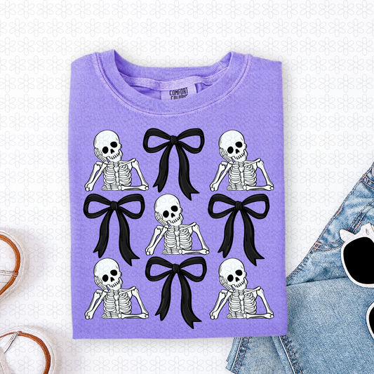 Skeleton coquette black bows Completed Tee