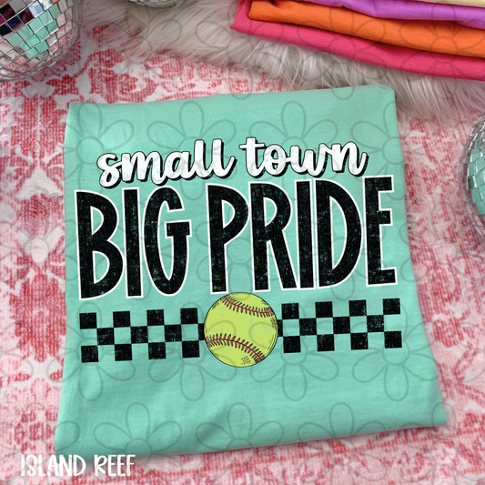 Small Town Big Pride Softball Kids Completed Tee
