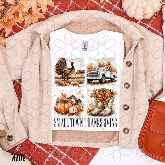 Small Town Thanksgiving Black DTF Transfer