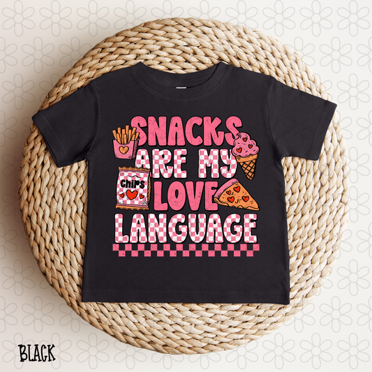 Snacks Are My Love Language Pink Checkered DTF Transfer