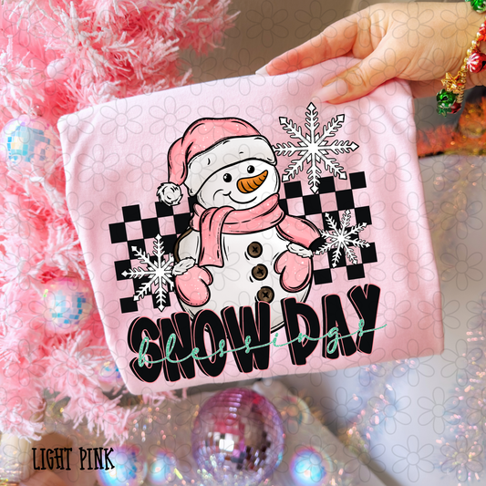Snow Day Blessings Checkered DTF Transfer