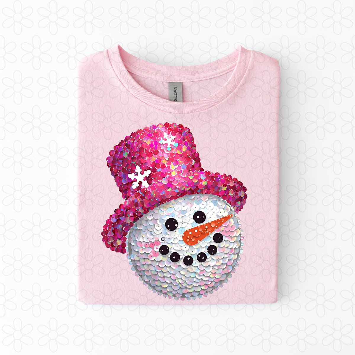 Snowman Sequins Completed Tee