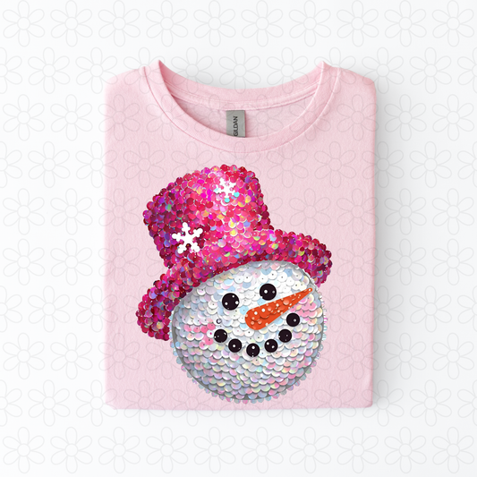 Snowman Sequins Completed Tee