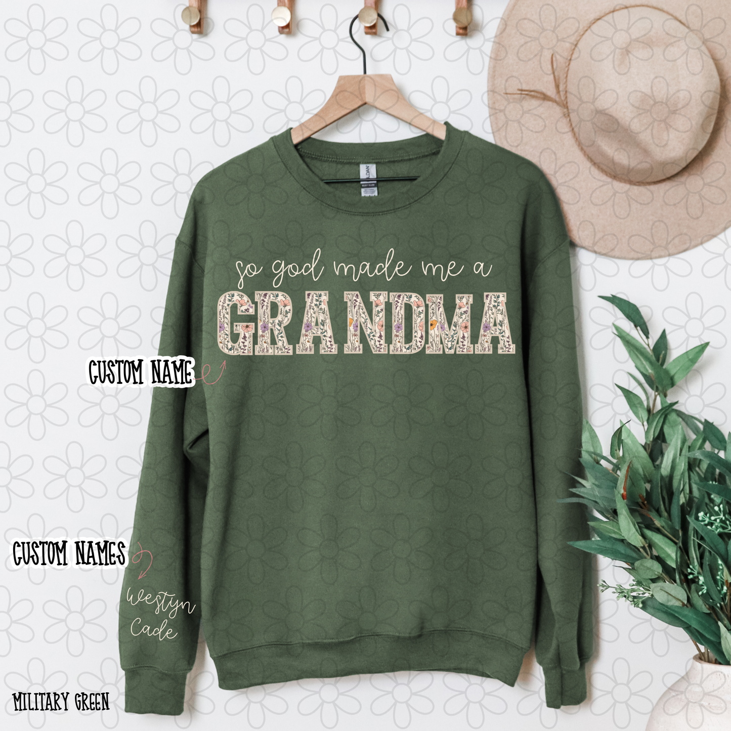 So God Made Me A Floral Custom Name DTF Transfer