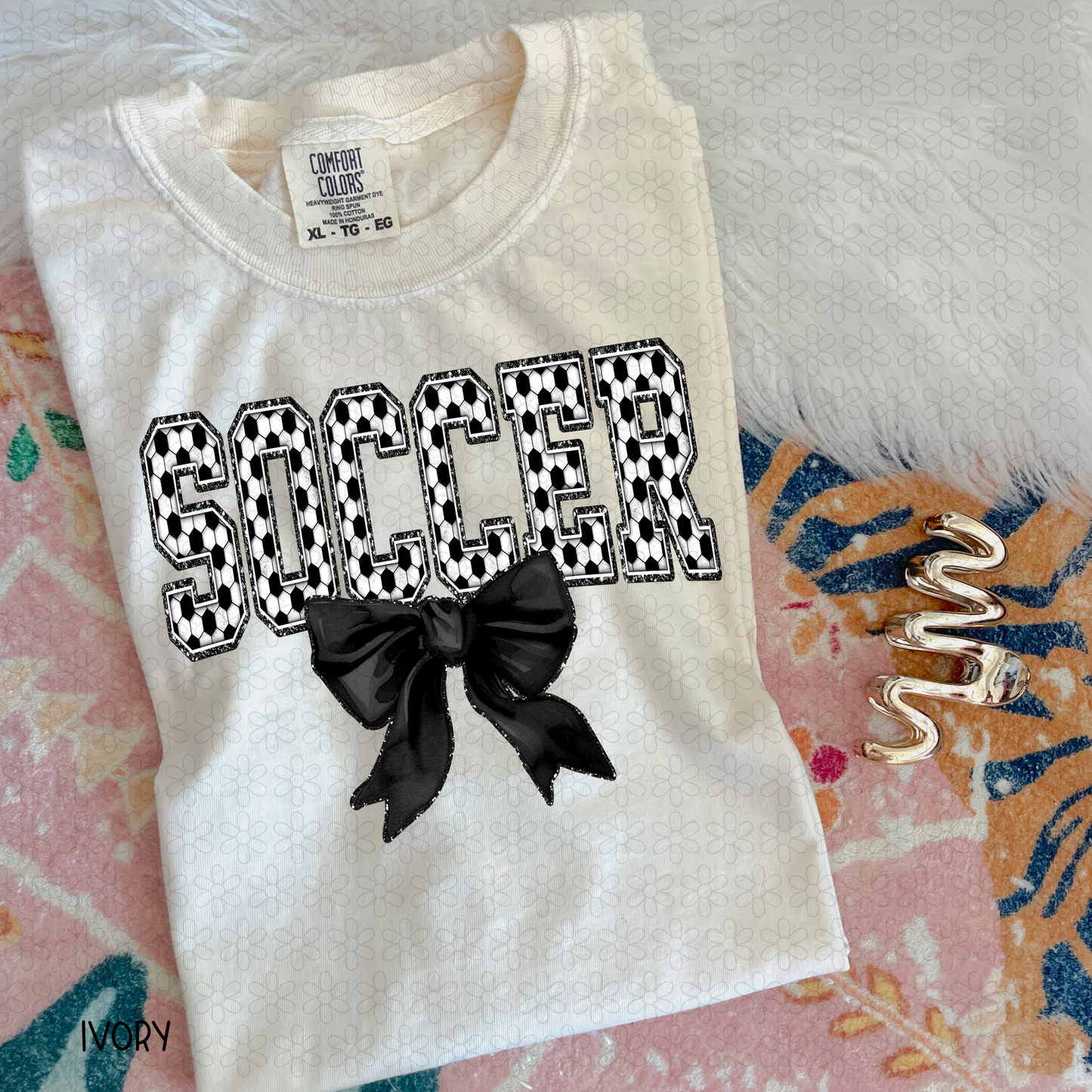 Soccer with Bow Completed Tee