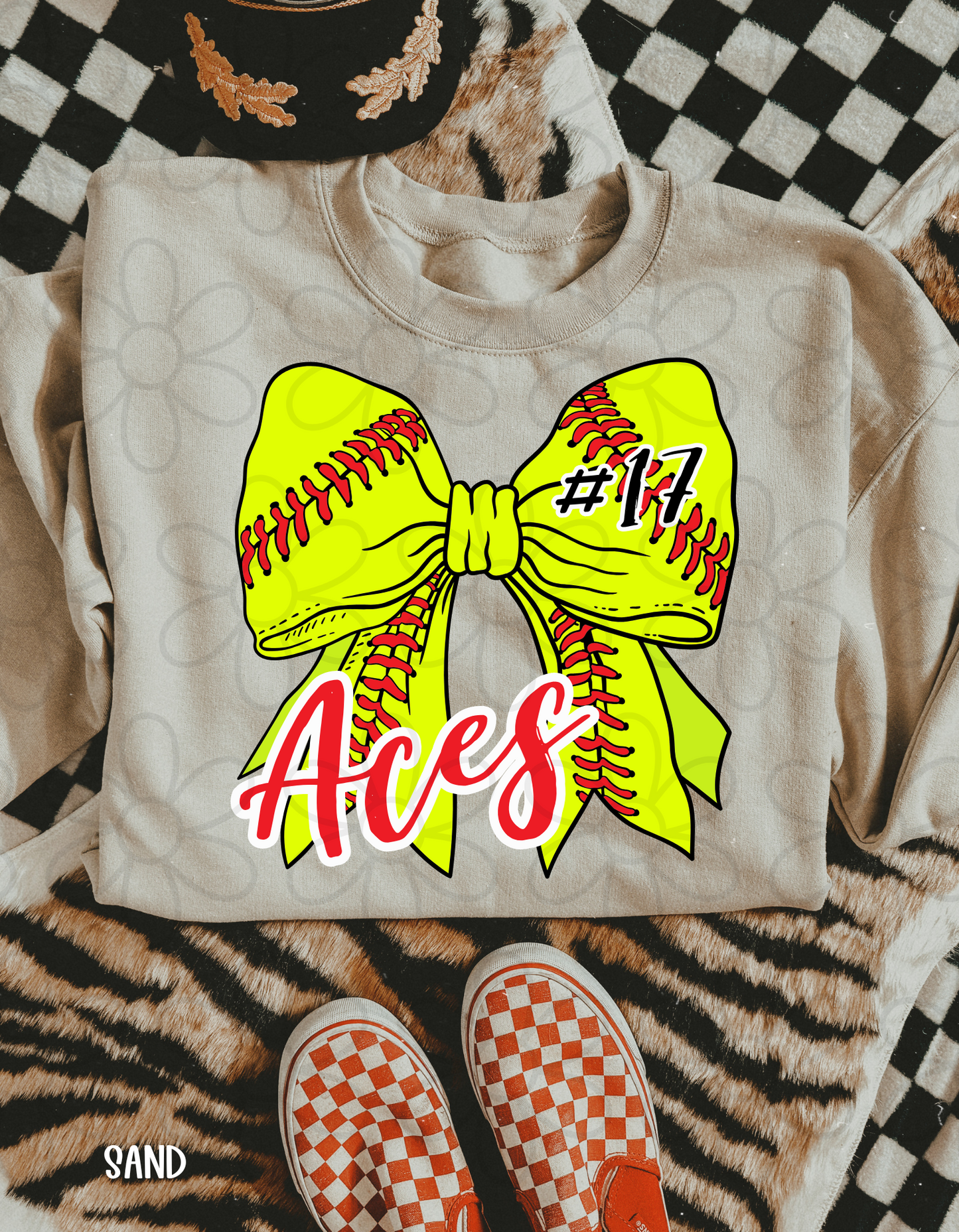 Softball Bow Custom Name & Number DTF Transfer
