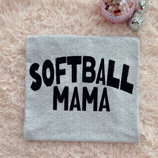 Softball Mama Black Completed Tee