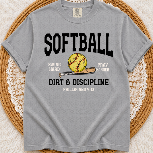 Softball Dirt & Discipline Completed Tee