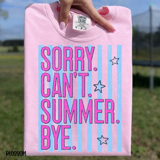 Sorry. Can't. Summer. Bye.DTF Transfer