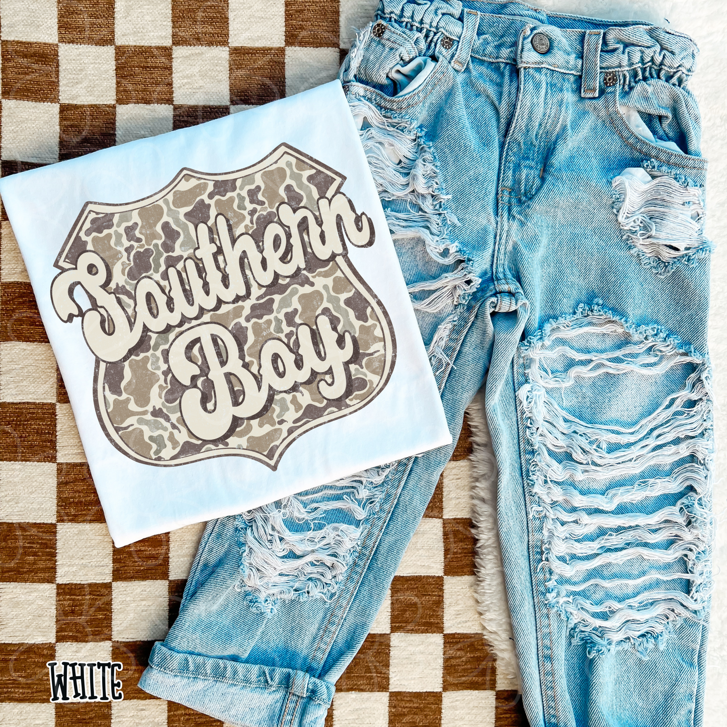 Southern Boy Light Camo Kids Completed Tee