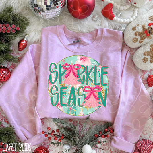 Sparkle Season Circle Pink Trees DTF Transfer