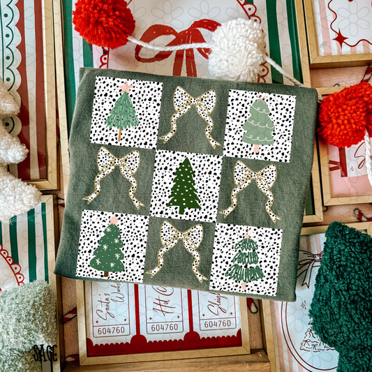 Speckle Bows Christmas Trees DTF Transfer
