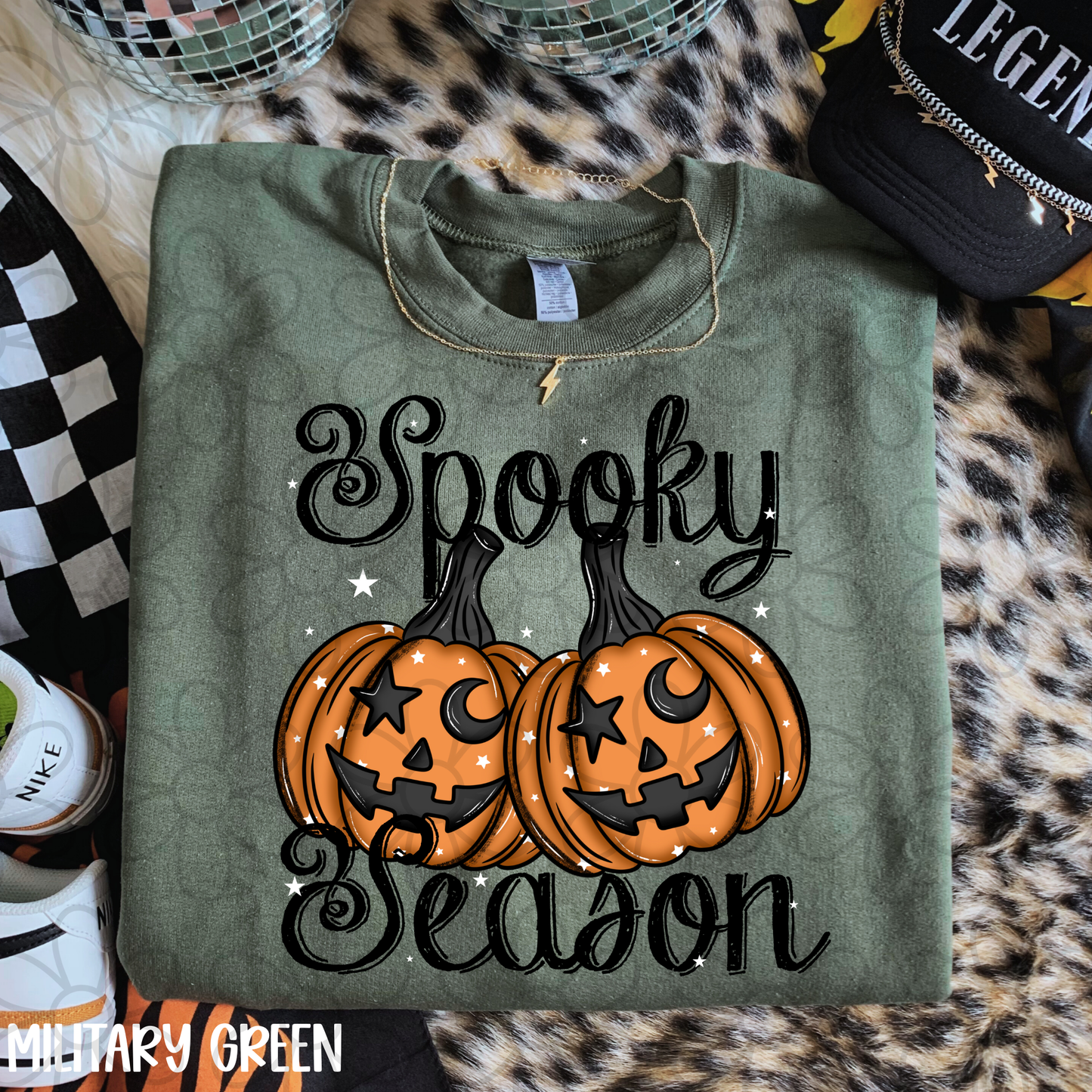 Spooky Season Star Jack O' Lanterns Completed Tee