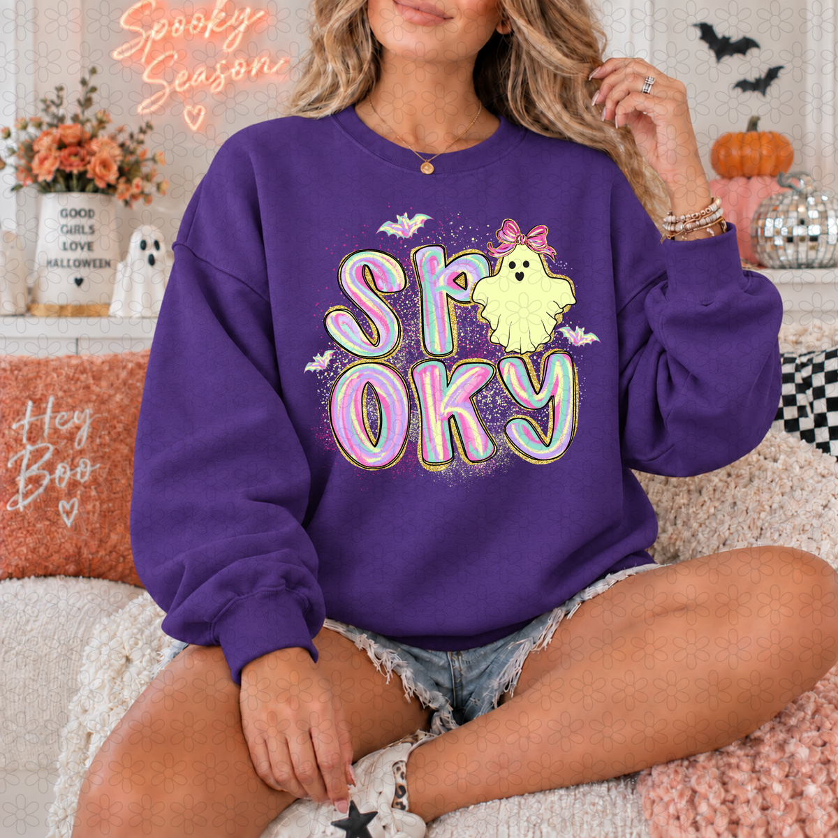 Spooky Ghost Colorful DTF Transfer