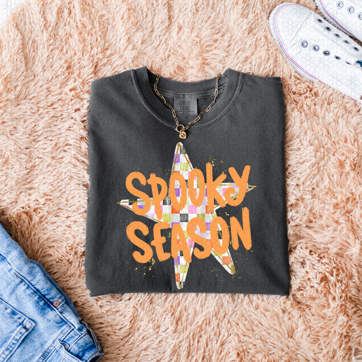 Spooky Season Checkered Completed Tee