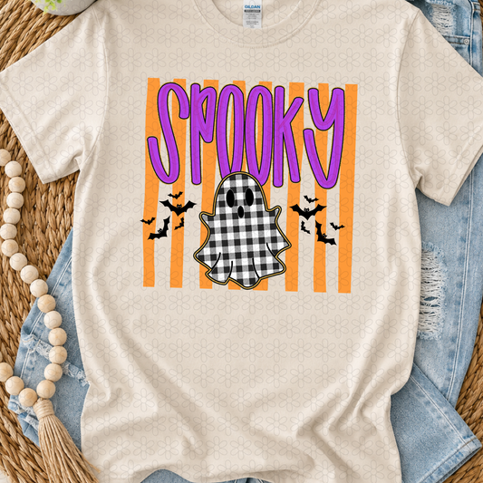 Spooky black checkered ghost Completed Tee