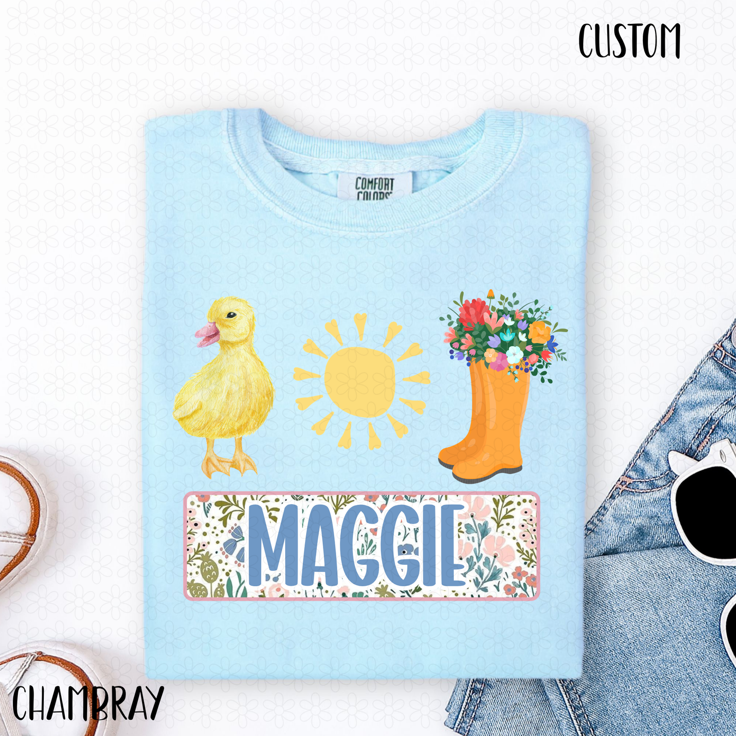 Spring Duck Custom Name Plate Completed Tee