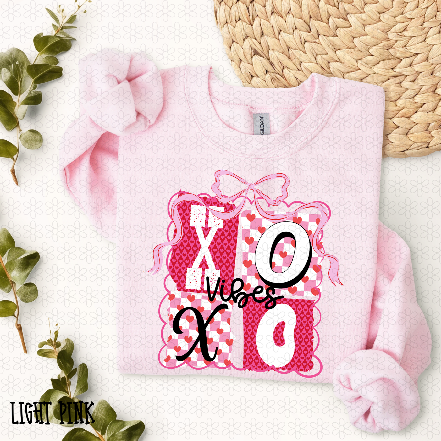 Stacked XOXO Vibes Bow Kids Completed Tee