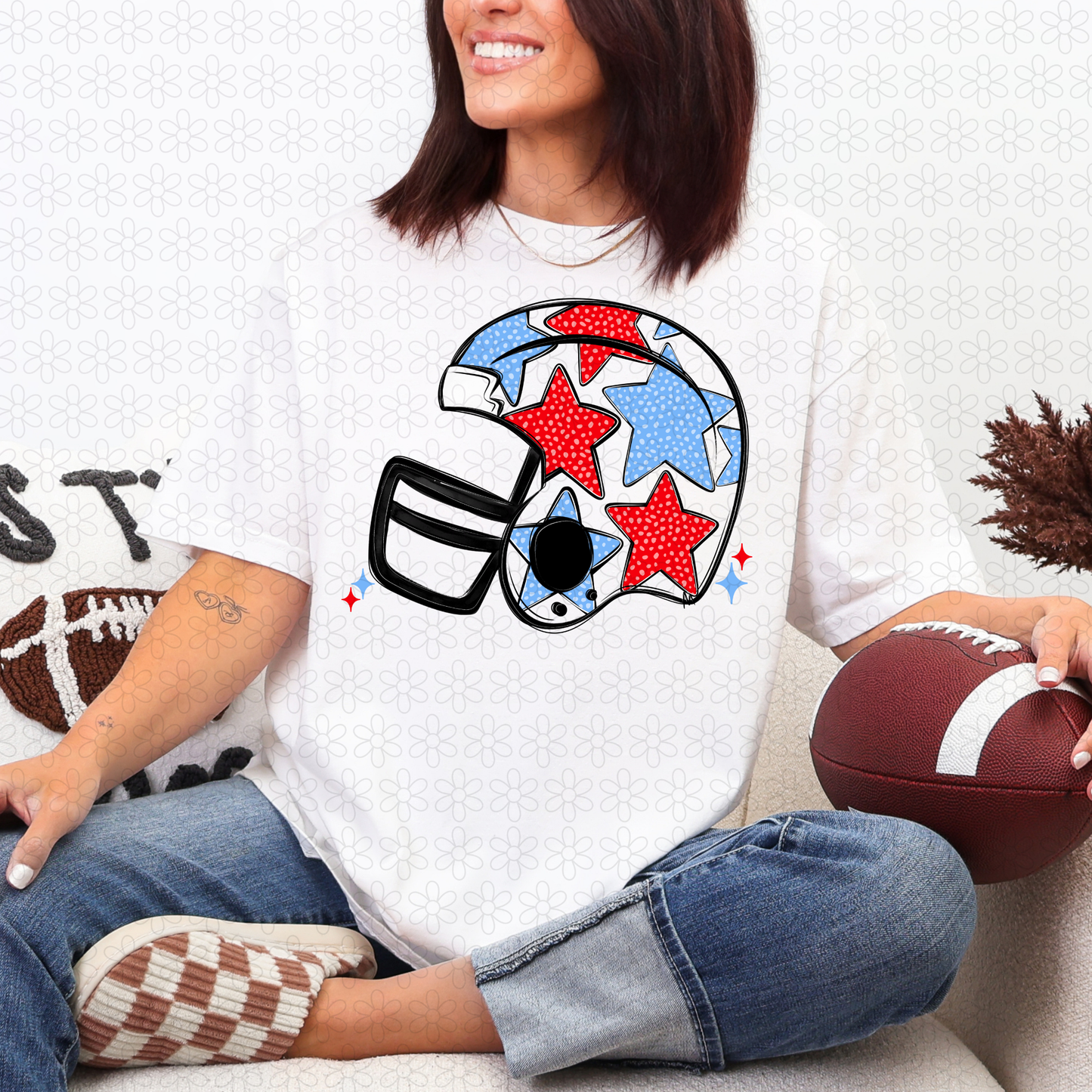 Star Football Helmet DTF Transfer