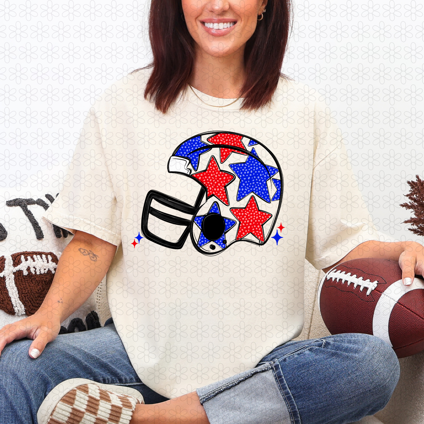Star Football Helmet DTF Transfer