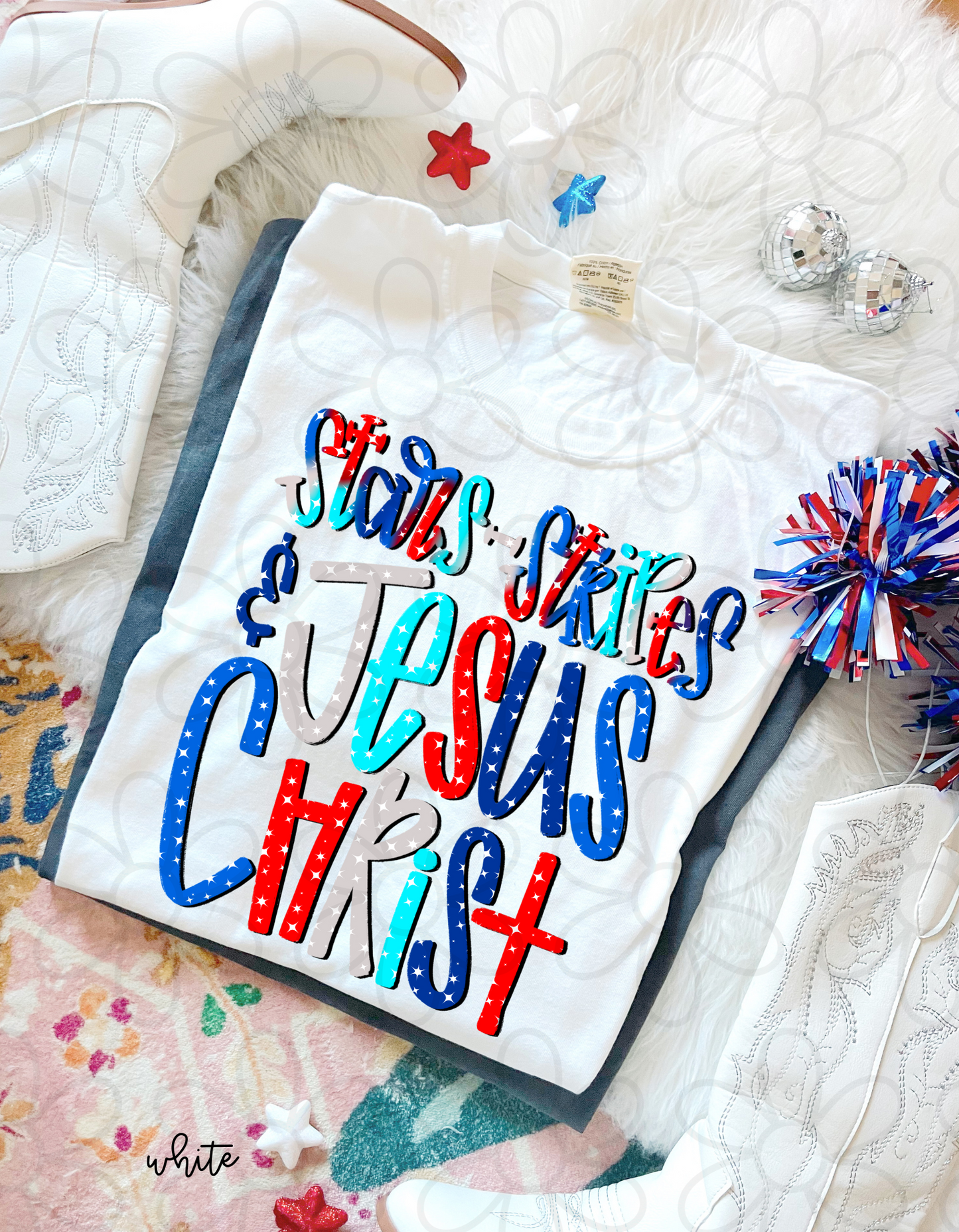 Stars Stripes & Jesus Christ Kids Completed Tee