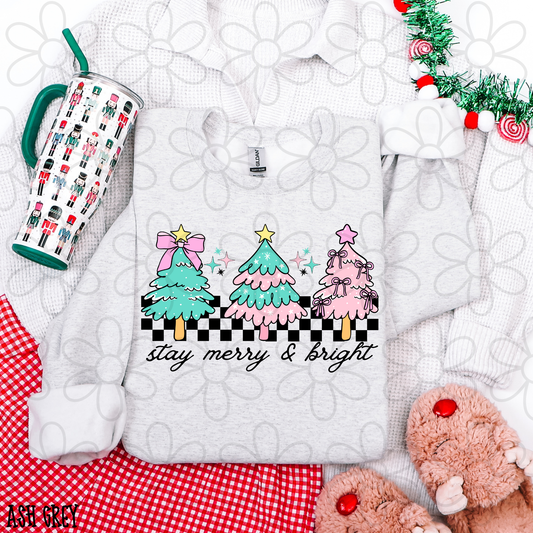 Stay Merry & Bright Christmas Trees Kids Completed Tee