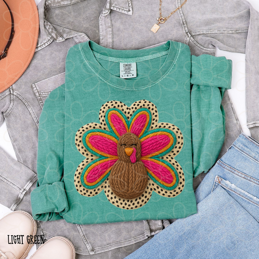 Stitched Pink Speckle Turkey Completed Tee