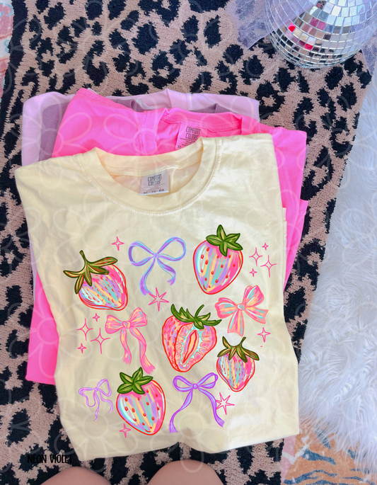 Strawberry Coquette Completed Tee