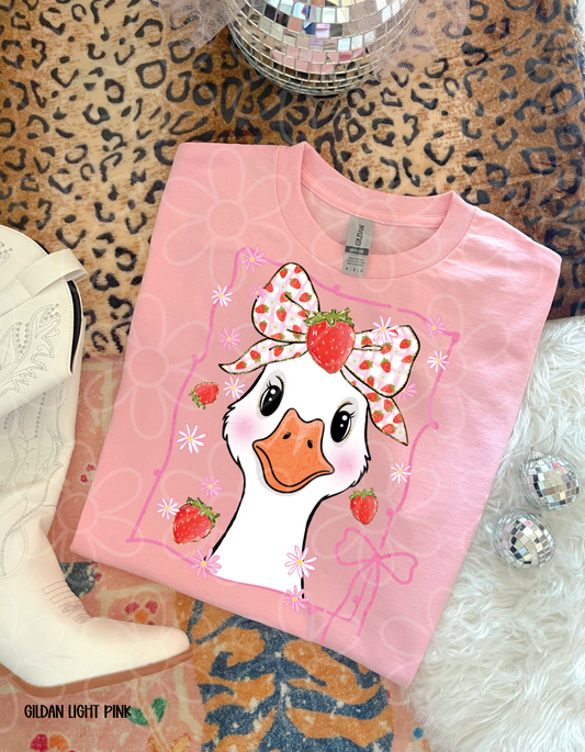 Strawberry Coquette Goose Completed Tee