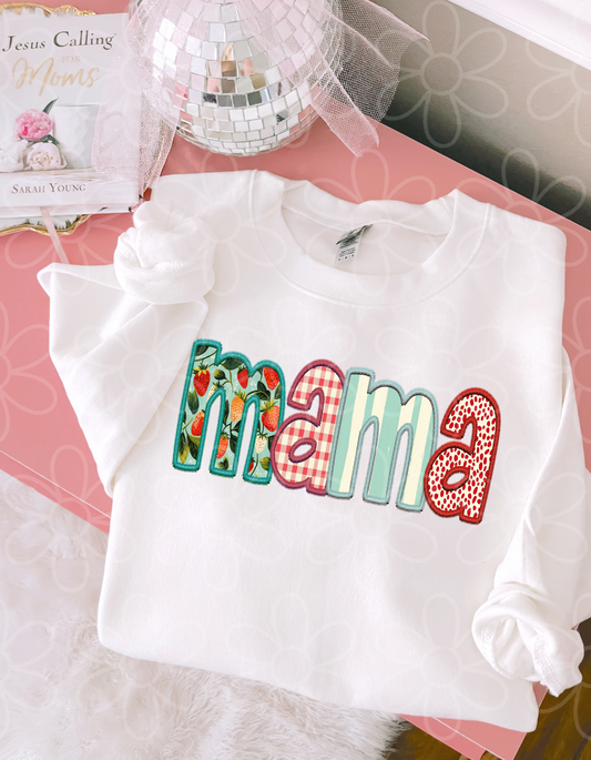 Strawberry Stripes MaMa DTF Transfer