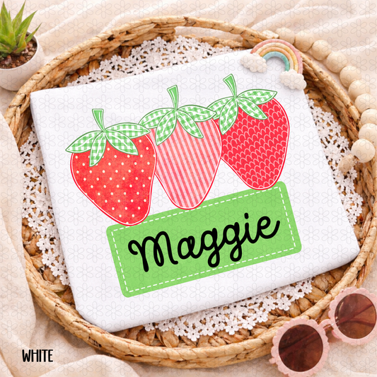 Strawberry Custom Name Plate DTF Transfer
