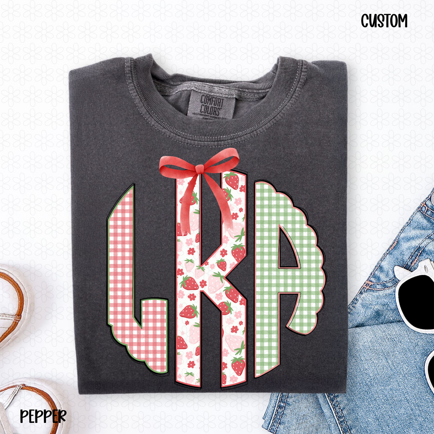 Strawberry Monogram Custom DTF Transfer