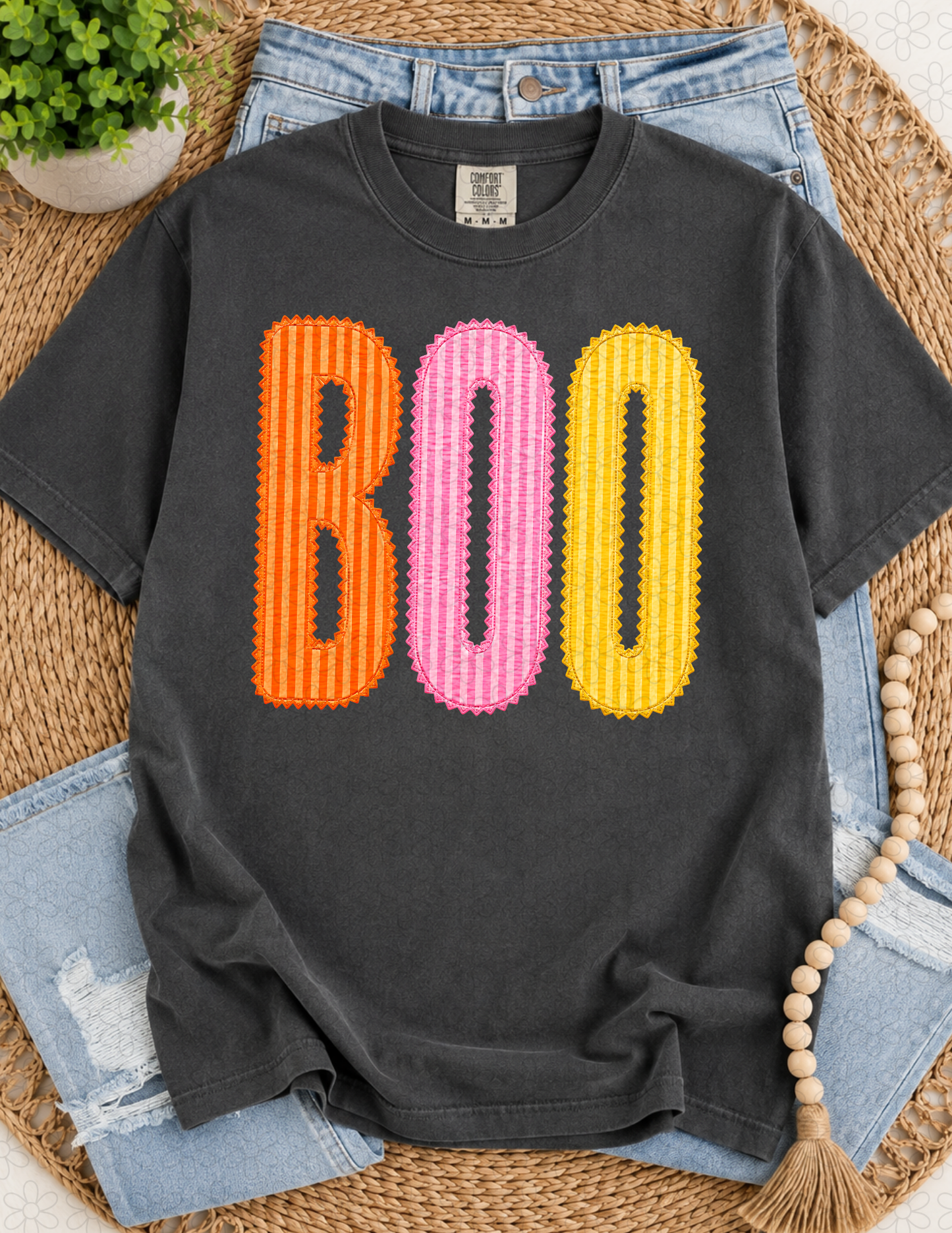 Striped Boo Completed Tee