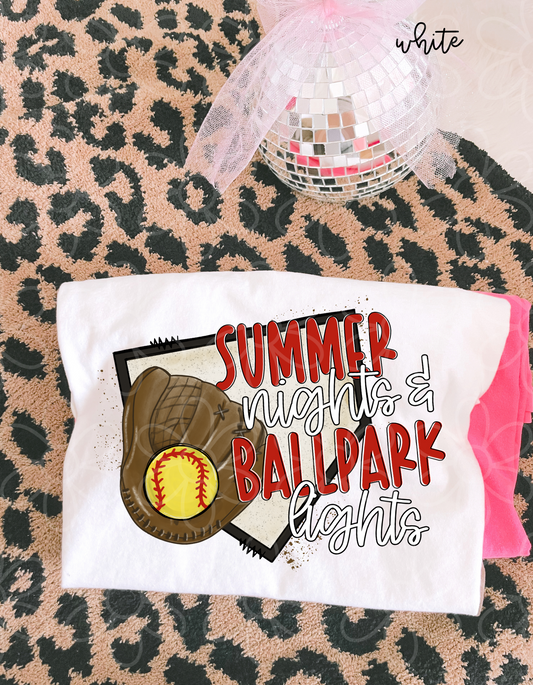 Summer Nights & Ballpark Lights Softball Completed Tee
