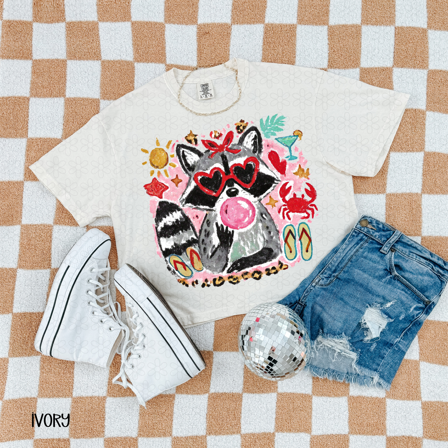 Summer Raccoon Completed Tee