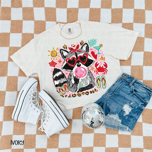 Summer Raccoon Completed Tee