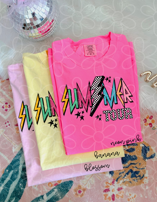 Summer Tour Checkered Lightning Bolt Completed Tee