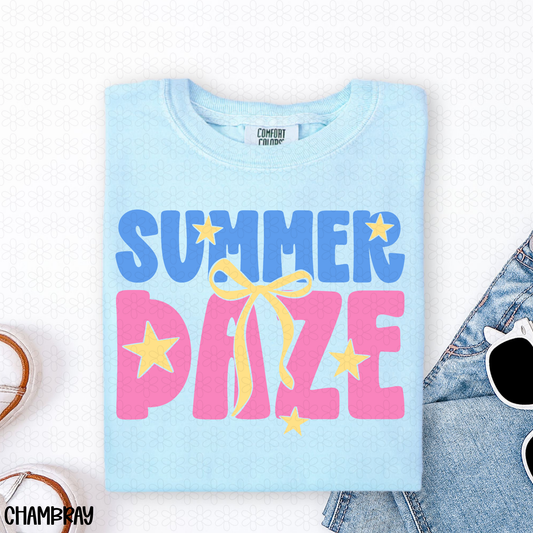 Summer Daze- Blue and Pink Completed Tee