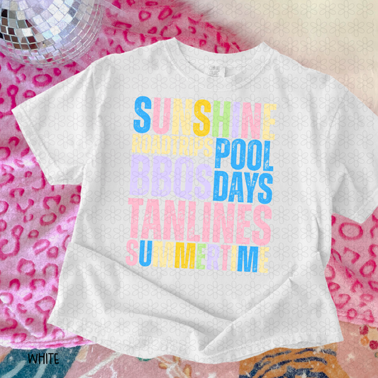 Sunshine Roadtrips Pool Days Summertime Fun Completed Tee