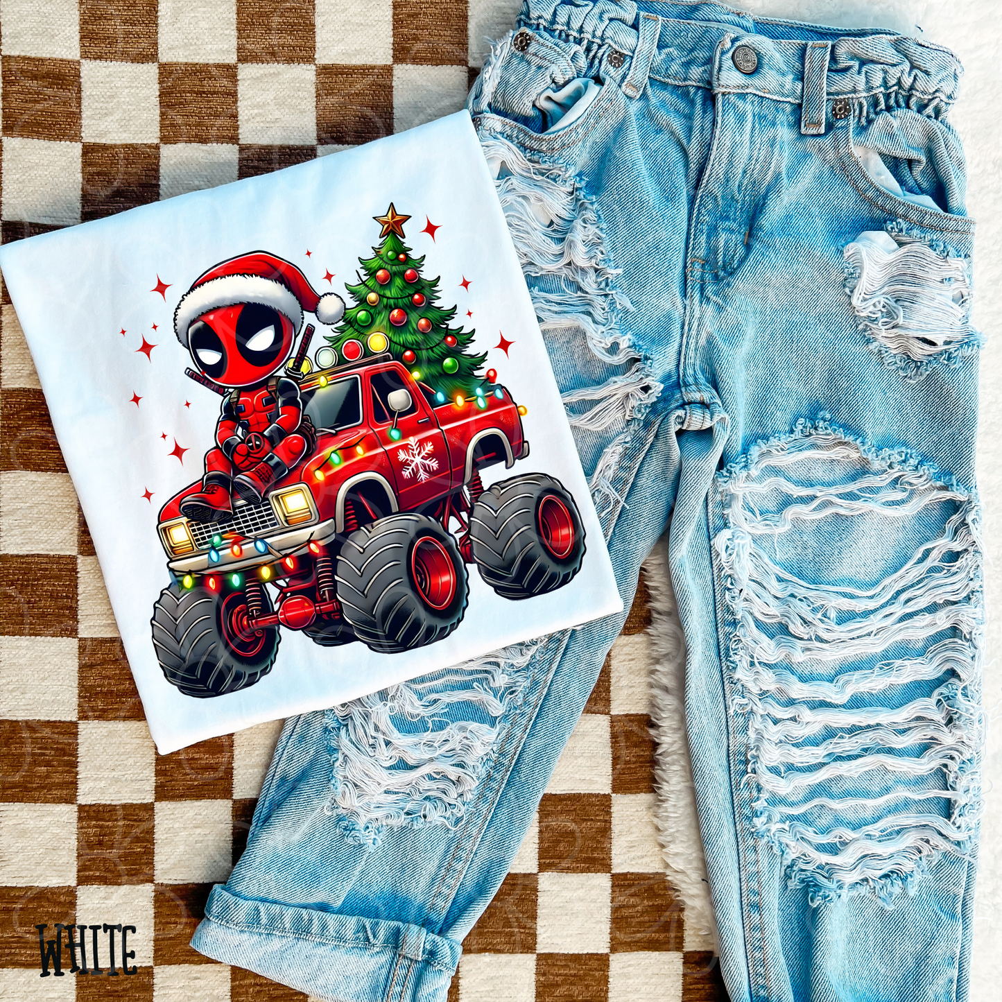 Superhero Christmas Truck (Multiple Options) Kids Completed Tee